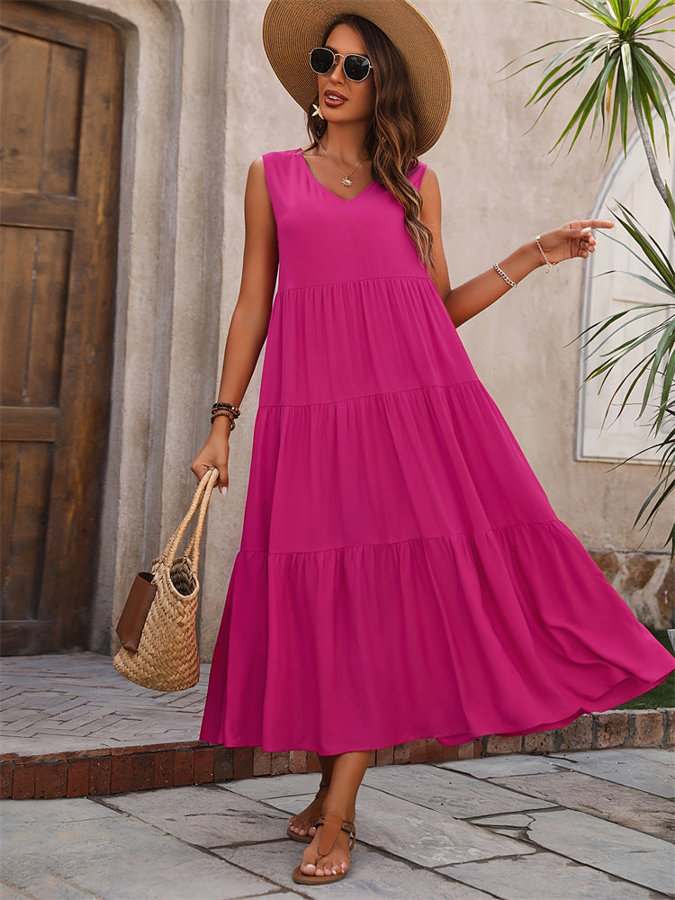 Women's V-Neck Layered Dress