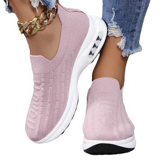 Chaussures de sport respirantes tissées grande taille pour femmes