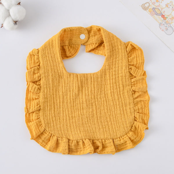 Ruffled Cotton Baby Bib - Printed Gauze Lace