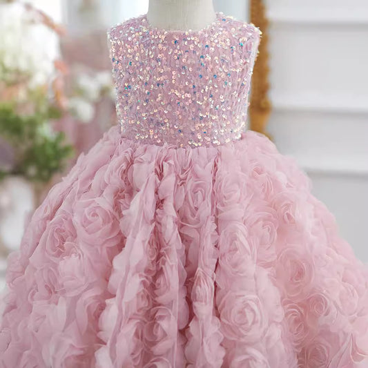 Girls' Sleeveless Sequined Pettiskirt