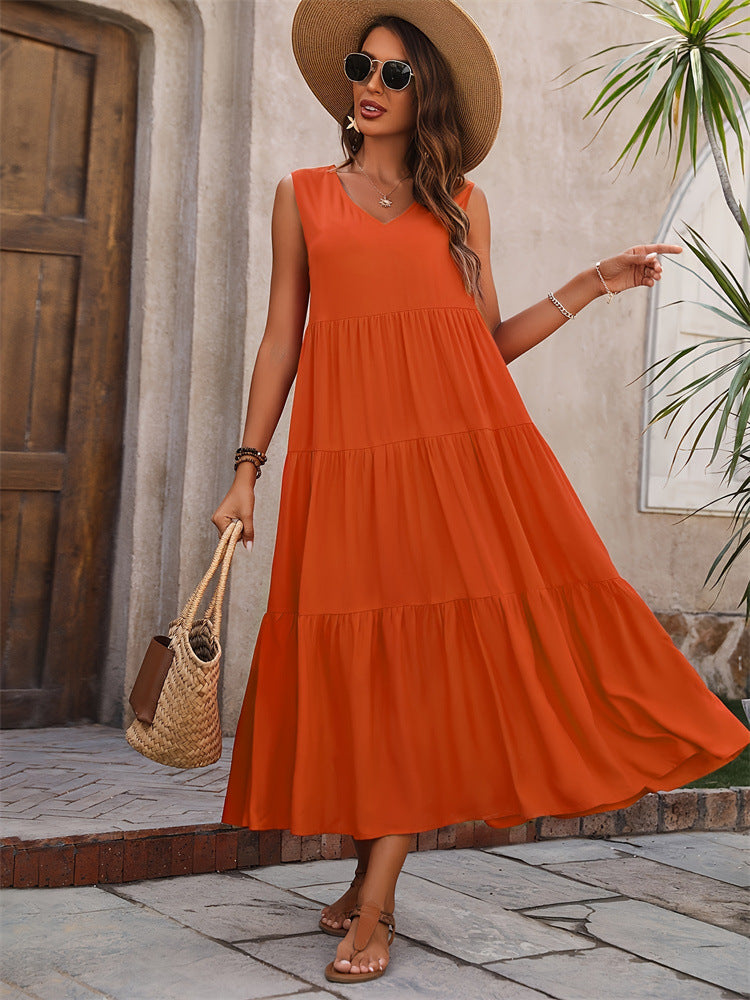 Women's V-Neck Layered Dress