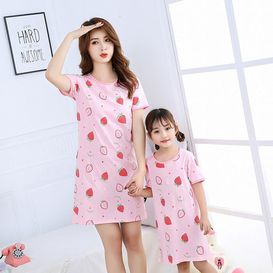 Children Purified Cotton Short Sleeve Nightdress