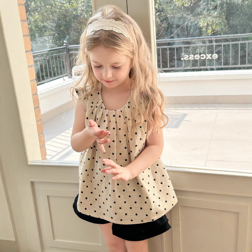 Chemise sans manches à pois