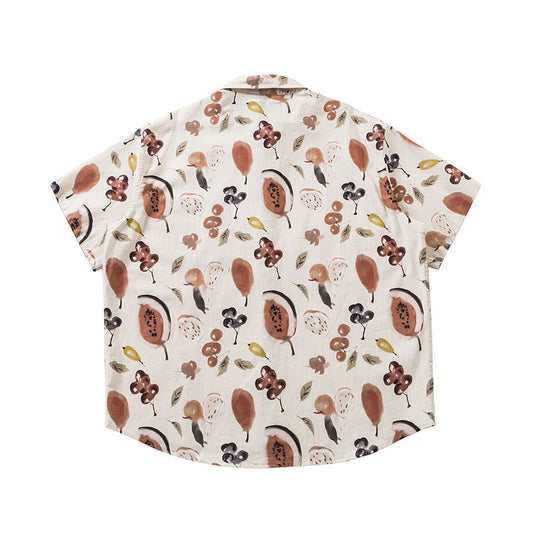 Loose Casual Flower Short Sleeve Shirt