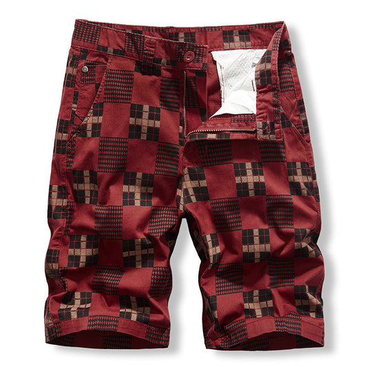 Shorts de travail décontractés pour hommes, sportifs et polyvalents, en coton pur lavé à carreaux, pantalon cinq-quarts