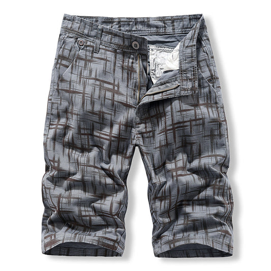 Souhait shorts décontractés hommes sport tendance pur coton lavé salopettes pantalon à carreaux six points