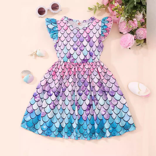Children Flounced Sleeve Dress