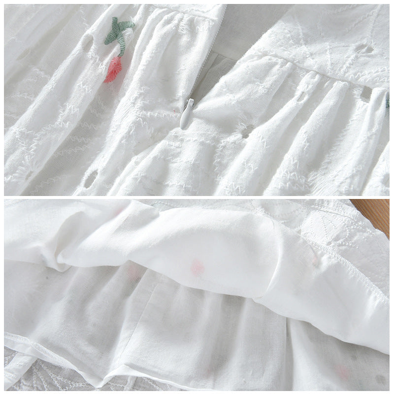 Robe sans manches à fleurs ajourée d'été pour filles