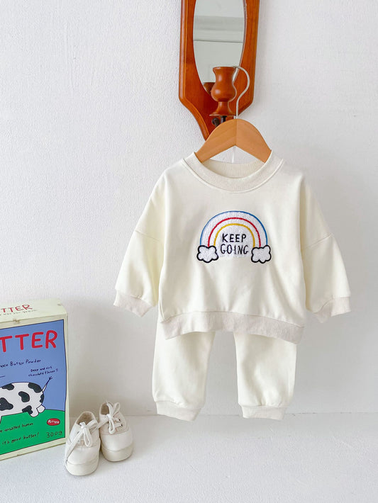 Children's Rainbow Sweater Two-piece Set