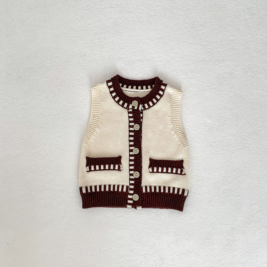 Kids Contrast Color Knitted Vest