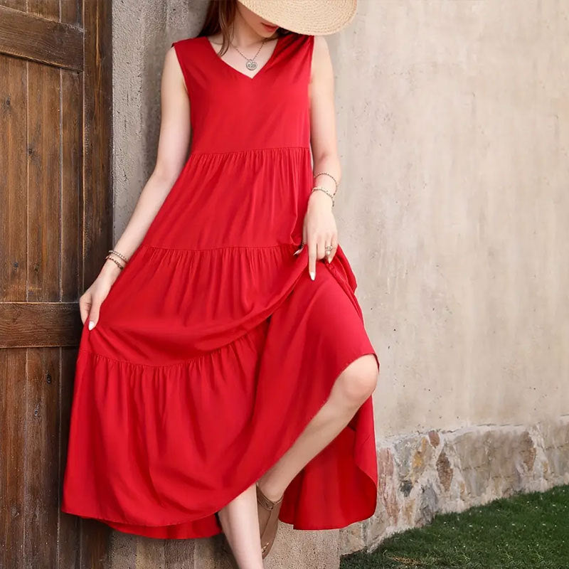 Women's V-Neck Layered Dress