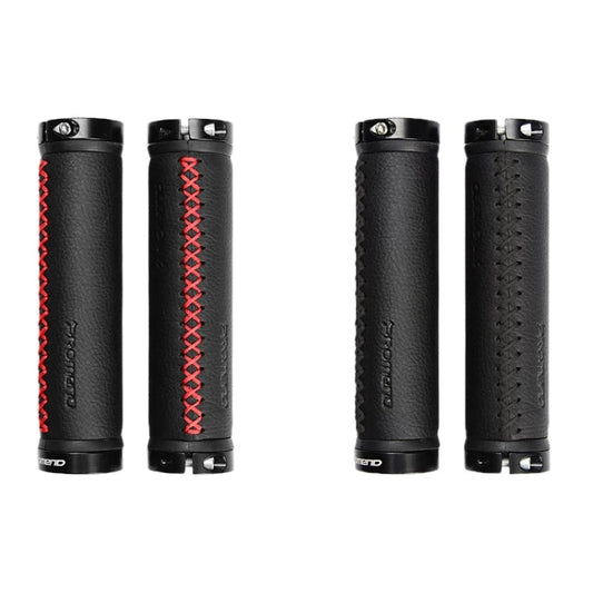 PROMEND GR-501 1 paire de housses de poignées de VTT en cuir microfibre (noir et rouge)