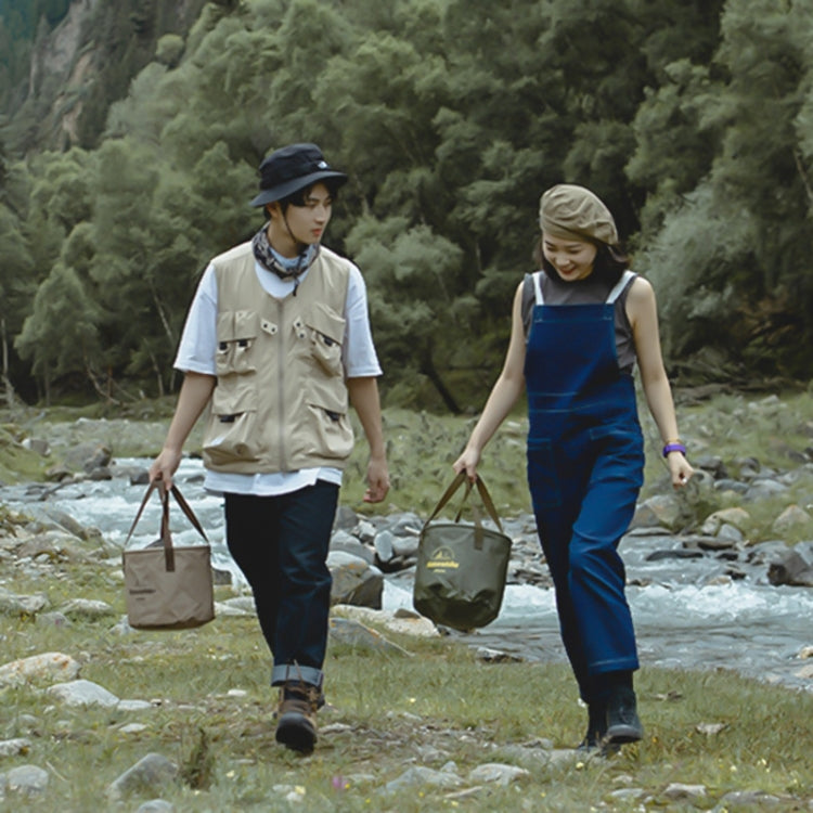 Naturehike NH20SJ040 10L PVC Outdoor Camping Foldable Water Storage Bucket (Army Green)