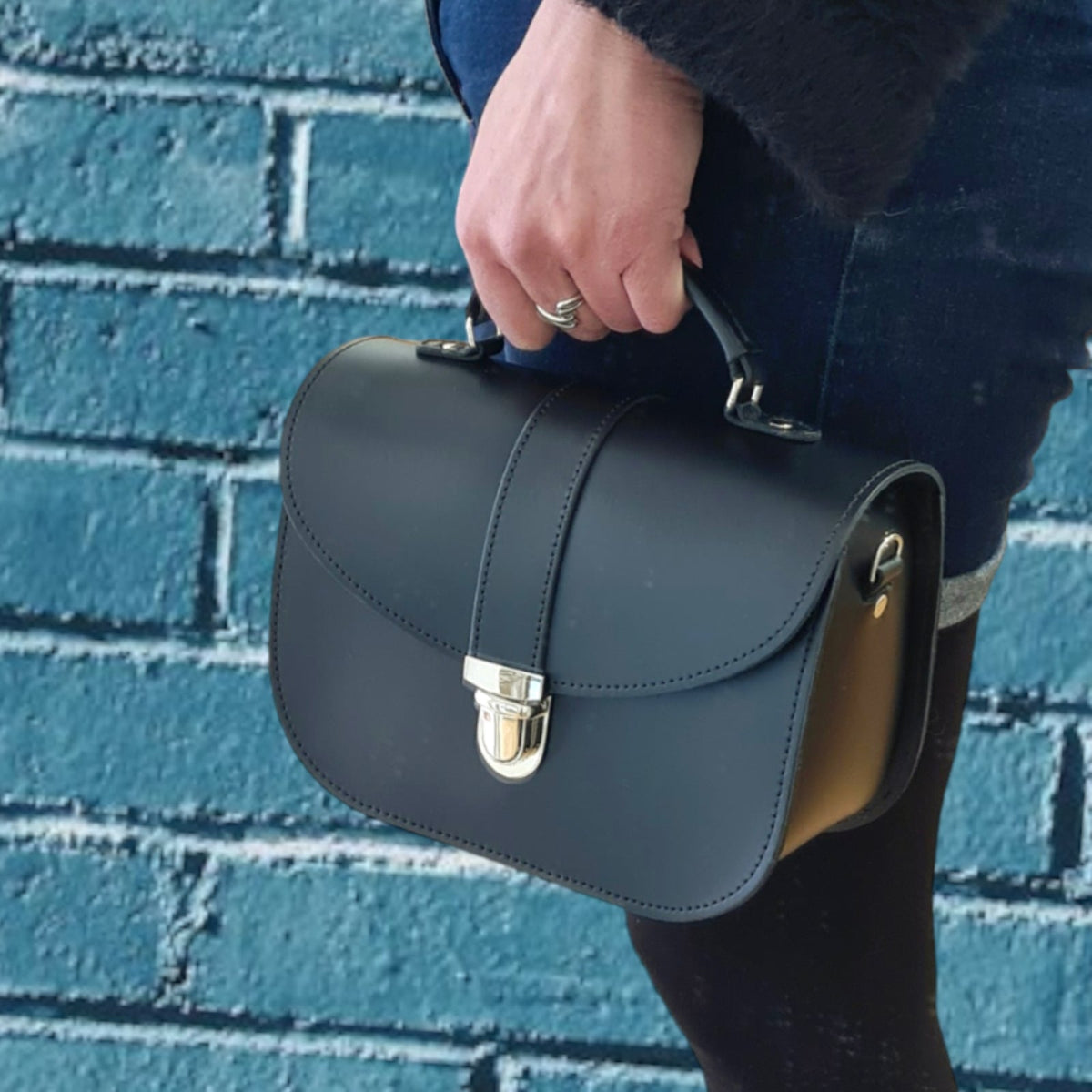 Sac en cuir fait main Olympia - Noir
