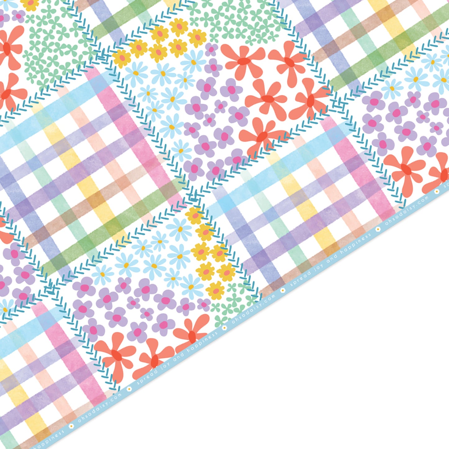 PATCHWORK GINGHAM GIFT WRAP SHEET