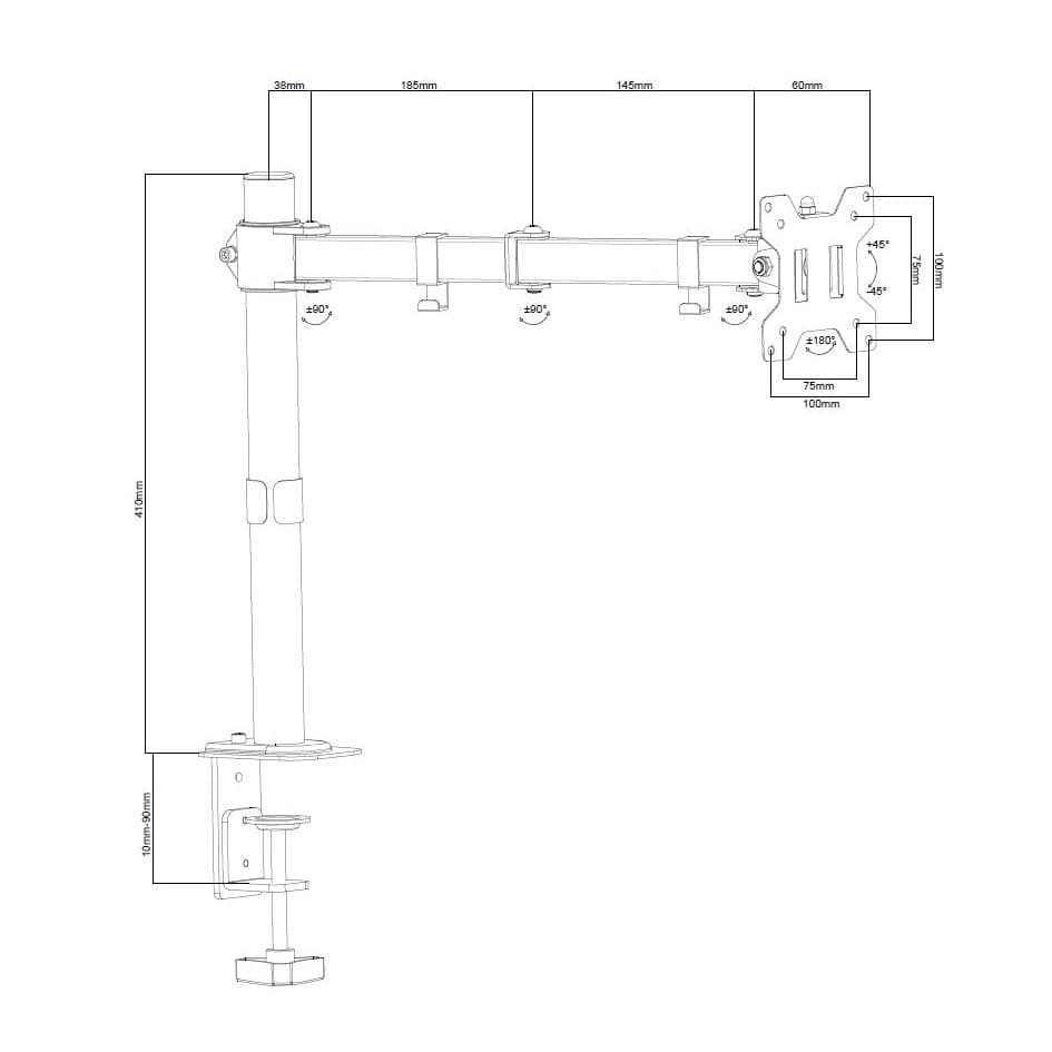ProperAV Desk Monitor Mount 13" - 32" Swing Arm VESA Max 100x100
