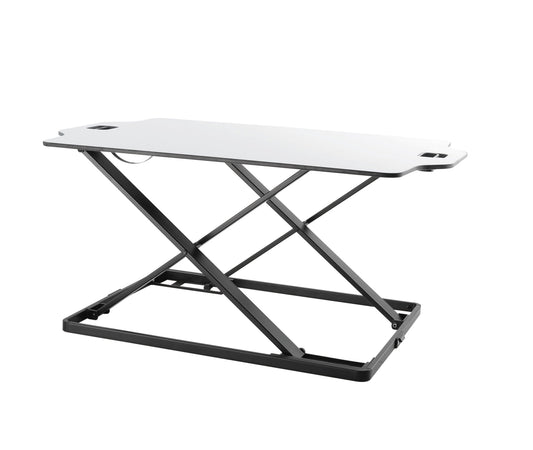 Convertisseur de bureau assis-debout ProperAV avec vérin à gaz et réglages de hauteur variables - Blanc