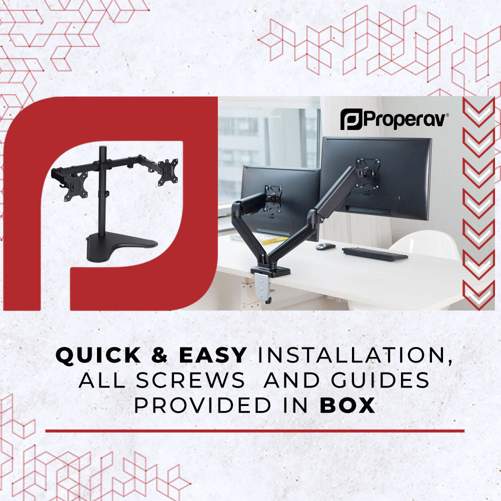 ProperAV Desk Monitor Mount 17" - 32" Gas Spring Swing Arm VESA Max 100x100