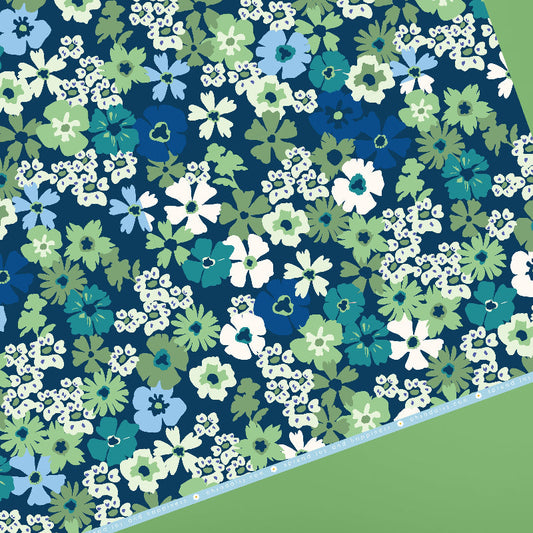 PRIMROSE PATH PISTACHIO NAVY GIFT WRAP SHEET