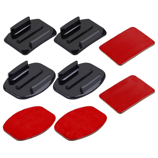 PULUZ 2 fixations incurvées + 2 fixations plates + 4 autocollants adhésifs pour caméras de sport PULUZ, pince de fixation flexible pour GoPro, Insta360, DJI et autres caméras d'action