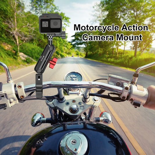 PULUZ Motorcycle Handlebar Crab Clamp CNC Metal Magic Arm Rod Mount