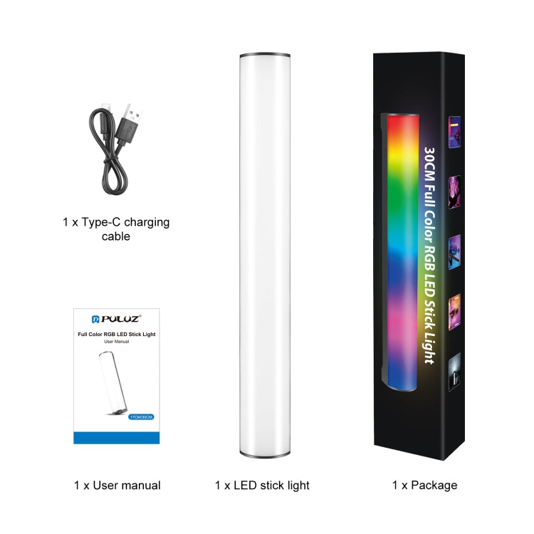 PULUZ 30cm Photo Handheld RGB Stick Light Magnetic LED Fill Light