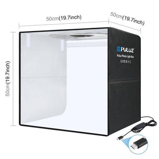 PULUZ 50cm Folding Portable Ring Light PD30W Quick Charge Type-C Photo Lighting Studio Shooting Tent Box with 6 x Dual-Side Backdrops, Size: 50cm x 50cm x 50cm (UK Plug)