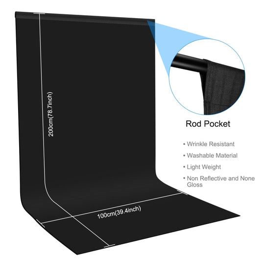 PULUZ 1m x 2m Photography Background Thickness Photo Studio Background Cloth Backdrop (Black)