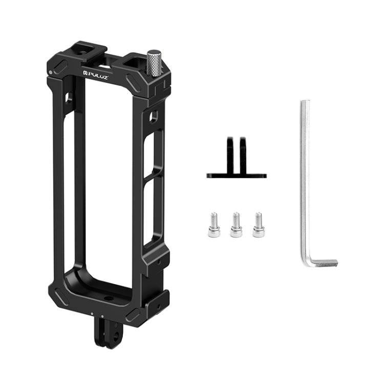 For Insta360 X4 PULUZ Metal Protective Cage Rig Housing Frame with Expand Cold Shoe Base & Tripod Adapter (Black)