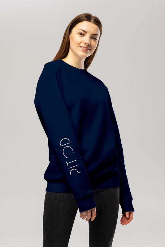 Women's Navy Sweatshirt - Organic Cotton Pitod Sleeve Sweatshirt