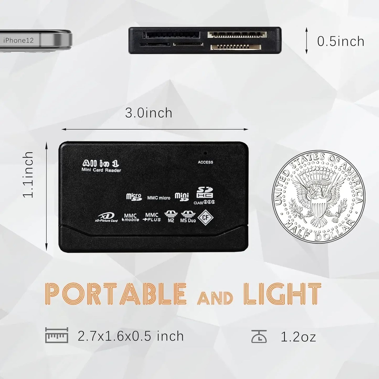 All In One Memory Card Reader USB External Cardreader SD SDHC Mini Micro M2 MMC XD CF Reader For MP3, Digital Camera