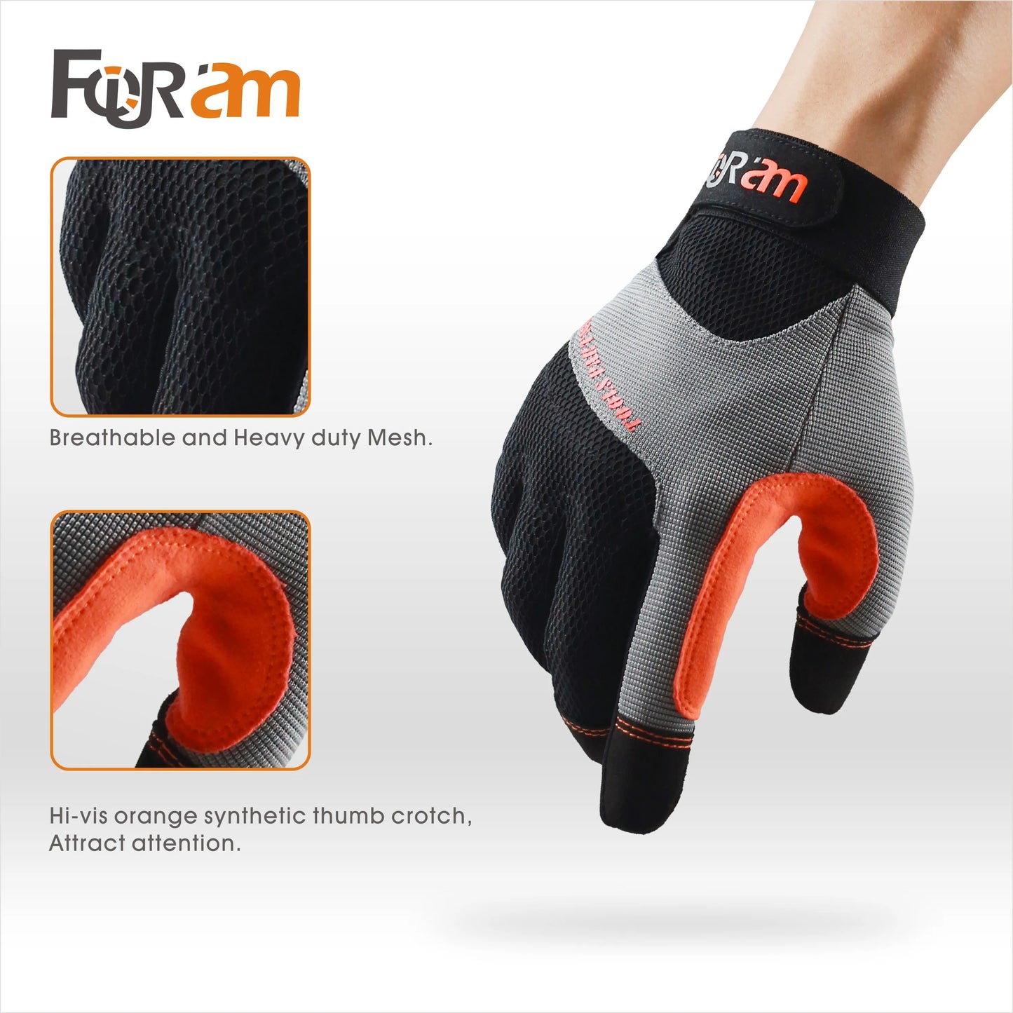 Gants de Travail Homme & Femme, Gants de Mécanicien Utilitaires Haute Dextérité Tactiles Multi-usages, Excellente Adhérence