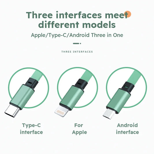 3 In 1 Retractable USB Cable Fast Charging Data Cord For Iphone Samsung Huawei Xiaomi Multi Port Multiple Charging Wire