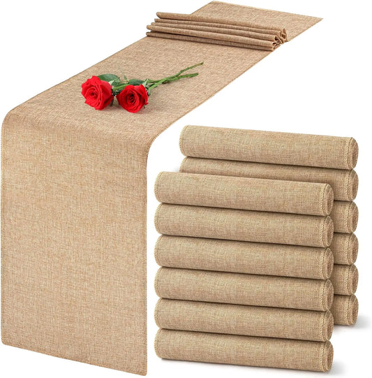 30cm Width Jute Linen Vintage Natural Table Runner Burlap Rustic Khaki Party Country Wedding Decoration Chair Decor