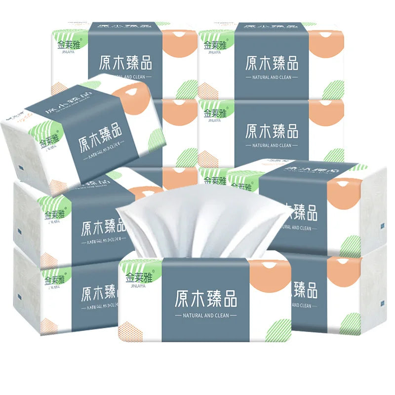 10 Packs Wholesale Eco Friendly Portable No Fluorescent Virgin Wooden Pulp Tissue Soft Comfortable 5 Ply Facial Tissue Paper