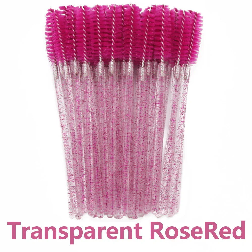 ANNAFRIS 50Pcs Disposable Eyelash Brush Soft Head Crystal Eyebrow Brush Lash Extension Brush Mascara Wand Makeup Tool