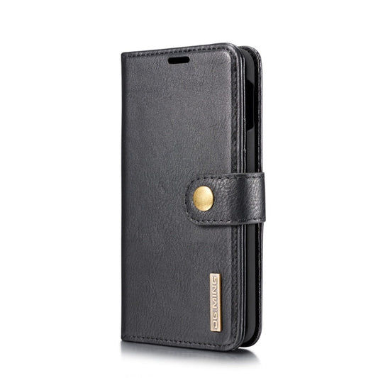 DG.MING Étui en cuir magnétique détachable à rabat avec texture Crazy Horse pour Samsung Galaxy S10 E, avec support, fentes pour cartes et portefeuille (noir)