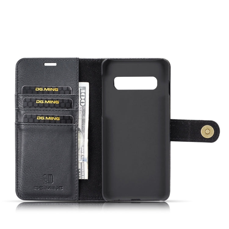 DG.MING Crazy Horse Texture Flip Detachable Magnetic Leather Case for Samsung Galaxy S10, with Holder & Card Slots & Wallet(Black)