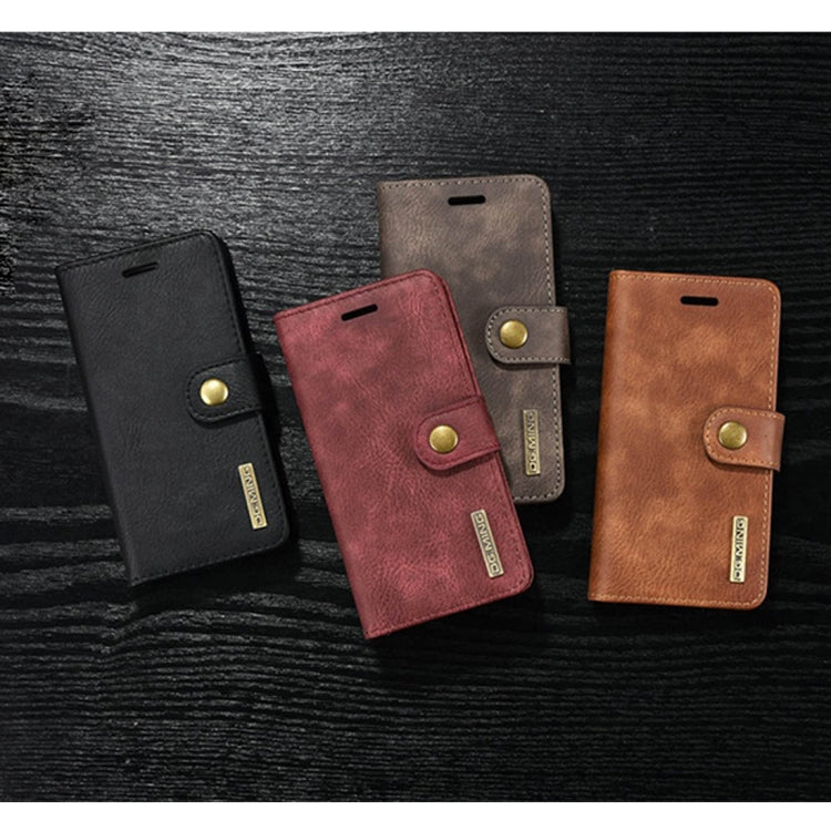 DG.MING for Galaxy S9+ Crazy Horse Texture Horizontal Flip Detachable Magnetic Protective Case with Holder & Card Slots & Wallet(Red)