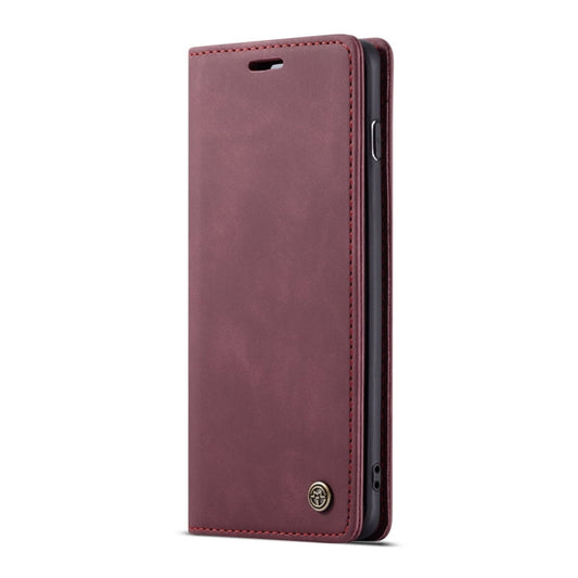 Étui en cuir à rabat horizontal dépoli multifonction CaseMe-013 Rétro pour Galaxy S10 Plus, avec fente pour cartes et support et portefeuille (rouge bordeaux)