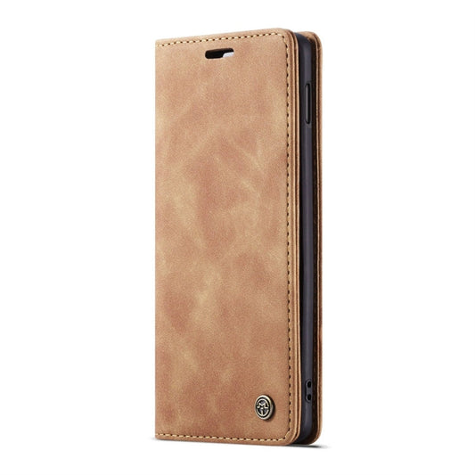 CaseMe-013 Étui multifonctionnel en cuir grainé givré rétro pour Galaxy S10 E, avec fente pour carte et support et portefeuille (marron)