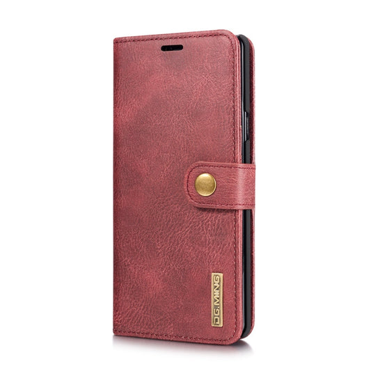 DG.MING Étui en cuir magnétique détachable à rabat avec texture Crazy Horse pour Galaxy Note 9, avec support, emplacements pour cartes et portefeuille (rouge)