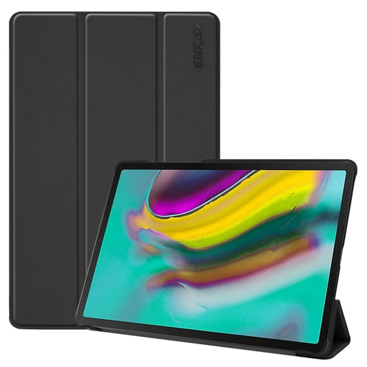 Étui intelligent ENKAY en cuir PU de haute qualité + fond en plastique avec support à trois volets pour Samsung Galaxy Tab S5e 10.5 T720 / T725 (Noir)