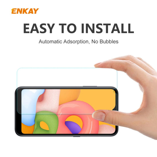 For Samsung Galaxy A01 5PCS ENKAY Hat-Prince 0.26mm 9H 2.5D Curved Edge Tempered Glass Film