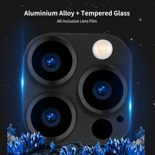 Pour iPhone 13 Pro / 13 Pro Max ENKAY Coque d'objectif d'appareil photo en alliage d'aluminium + verre trempé (Noir)