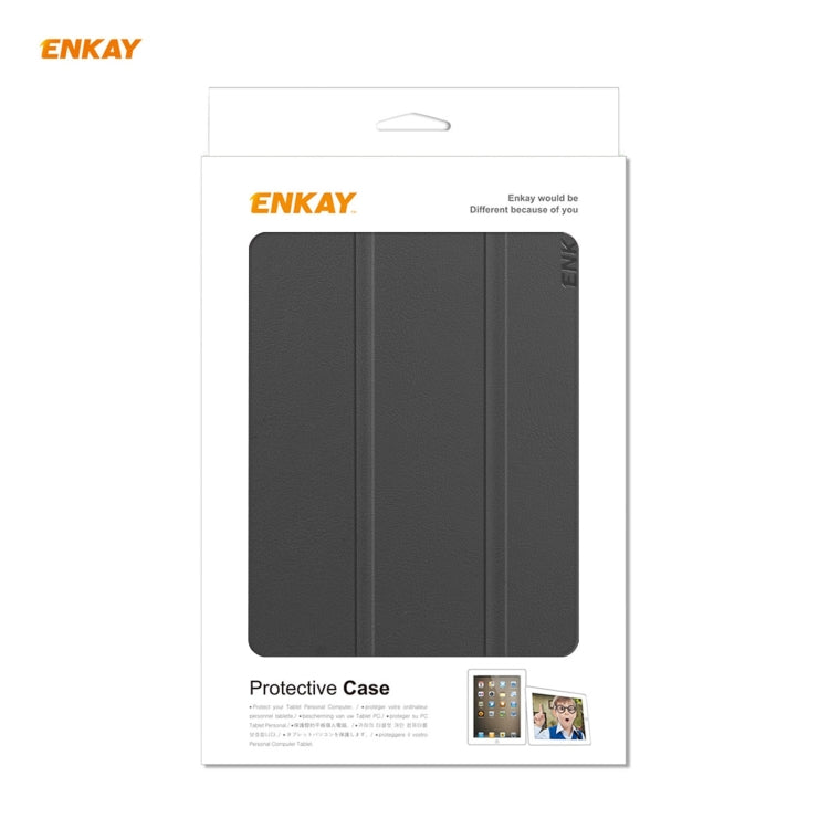 Étui en cuir PU + plastique ENKAY avec support pliable en trois pour Huawei MatePad T8 / Honor Tablet X7 (noir)