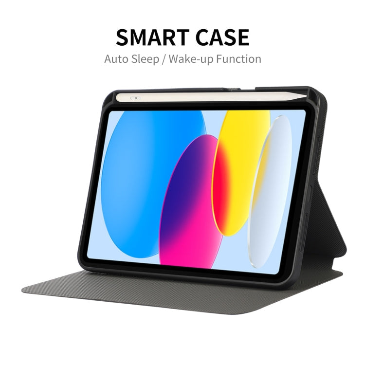For iPad 2025 / 2022 ENKAY TPU Back Cover Smart Leather Tablet Case with Pen Slot & Holder(Purple)