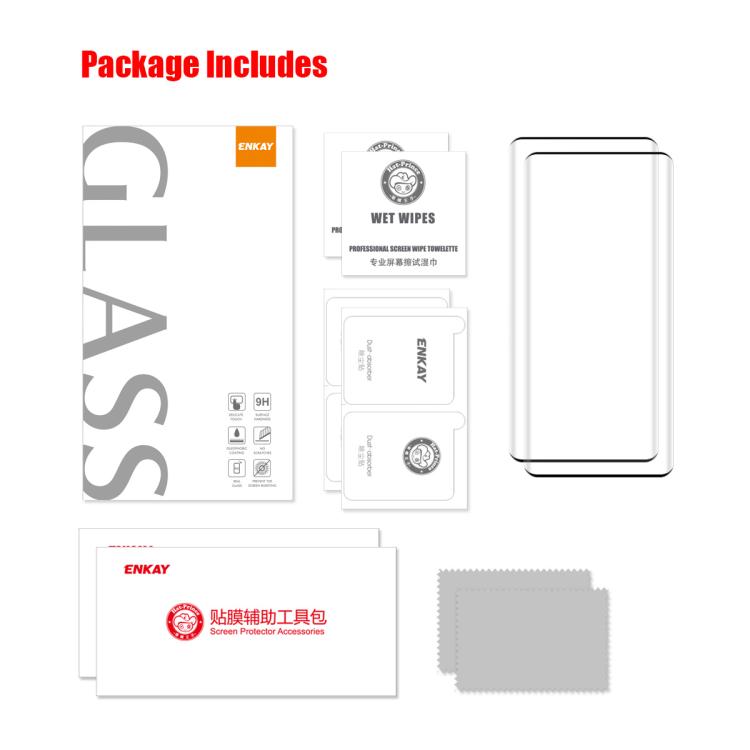 For Huawei nova 14 Ultra 2pcs ENKAY 3D Hot Bending Side Glue Tempered Glass Full Film