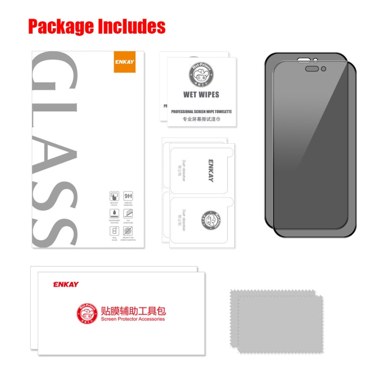 For iPhone 16 2pcs ENKAY Hat-Prince 28° Anti-peeping Tempered Glass Protector Full Screen Film