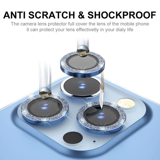 For iPhone 15 Pro / 15 Pro Max ENKAY Hat-Prince Glitter Rear Lens Aluminium Alloy Tempered Glass Film(Sierra Blue)